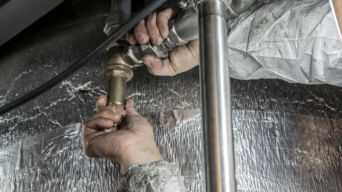 Drain backflow valve installation in Kuwait